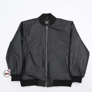 High Quality Plain <b>Leather</b> <b>Jacket</b> <b>Long</b> Sleeves Solid Full Front Zip Up Closure Custom Bomber <b>Leather</b> <b>Jacket</b> For Men - Product Image 5
