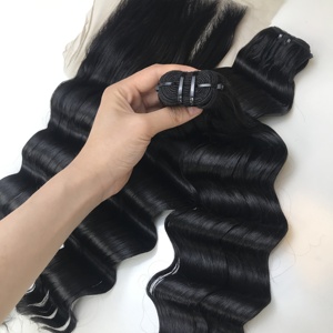 Venta al por mayor Extensiones de Cabello Vietnamita 13x4 Cutícula de Onda Profunda Alineada Transparente Fina para Cierre Frontal de Encaje para Genius Weft Ex - Product Image 2