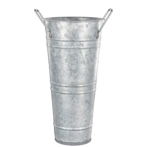 Maceta alta de hierro galvanizado oscuro con mango lateral interior exterior y jardín macetas decorativas hechas a mano - Product Image 3
