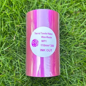 Résine de cire de lavage d'usine Premium 110x300 Tto Ttr ruban de couleur encre rose rouler pour rouler les rubans d'imprimante à transfert thermique