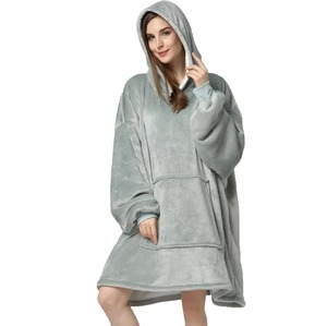Customized Design Printed Thick Knitted Sherpa Fleece Long Cozy Warm <b>Oversized</b> Streetwear Winter <b>Hoody</b> <b>Blanket</b> with Custom Color - Product Image 6