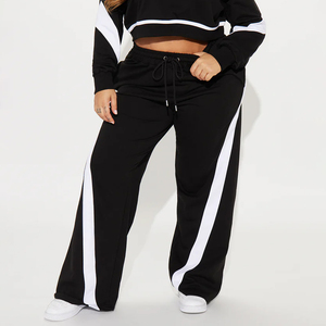 Pantalons de survêtement amples de haute qualité personnalisés pour femmes, nouveau design, pantalons larges à jambes larges, respirants, écologiques, style décontracté uni - Product Image 1