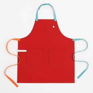 Orange Sleeveless Bib <b>Apron</b> with Multiple Pockets Eco-Friendly & Durable Canvas Woven Textile for Cleaning Supplies - Product Image 6