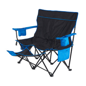 Sedia da Campeggio Pieghevole in Acciaio al Carbonio con Poggiapiedi, Borsa Termica e Tasca Laterale, <span class=keywords><strong>Poltrona</strong></span> da Spiaggia per Esterni - Product Image 2