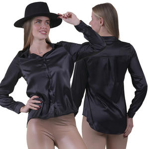 Chemisier Femme Luxe en Soie Artificielle Respirante et Écologique, Manches Longues 19mm, Brodé, Couleur Unie, Style Bureau Décontracté, Collection Printemps-Été 2025 - Product Image 5