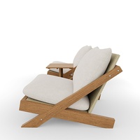 Ensemble de canapé et table d'appoint d'extérieur moderne avec structure en teck et coussins imperméables pour salon, hôtel, parc ou jardin