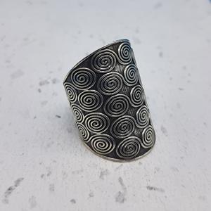 Vintage 925 Bague En Argent Bohème Spirale Mandala Conception Longue Plaine Lunette Réglage Incrustation De Mariage Anniversaire Fête Cadeau pour Elle - Product Image 3