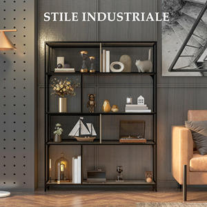 HOMCOM Estantería Industrial de 5 Niveles con Puerta de Metal, Madera y Acero, 120x30x161 cm, Negro y Gris - Product Image 4
