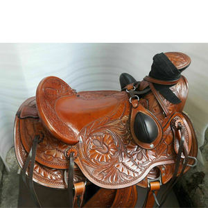 Nouvelle Selle Western en Cuir Premium de Haute Qualité, Sculptée à la Main avec Motifs Floraux, Style Western pour la Course de Barrières et la Randonnée Compétitive - Product Image 4