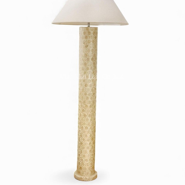 Elegant Electric Mother Pearl Table Lamp LED Handmade Shell Inlay Bamboo Base Dimmable Warm White Customizable Shade Premium
