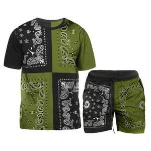 Ensemble de t-shirts sur mesure OEM Ensemble court d'été 2 couleurs Ensemble de t-shirts assortis à impression sublimée - Product Image 3