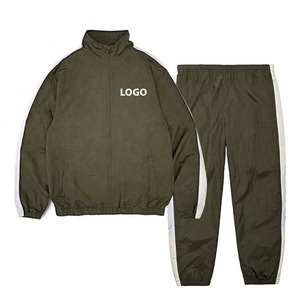 Logo personnalisé hommes 100% survêtements en nylon Jogger 2 pièces ensemble hommes course vêtements de sport polyester fermeture éclair coupe-vent survêtement - Product Image 1