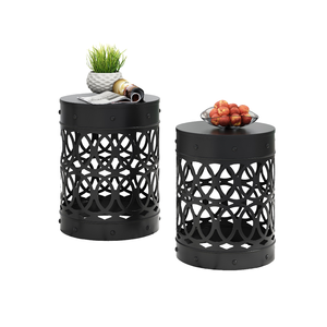 Mesas de centro de metal para sala de estar, mesa de centro moderna de lujo con tapa de mármol, mesa auxiliar de aluminio de forma redonda - Product Image 3