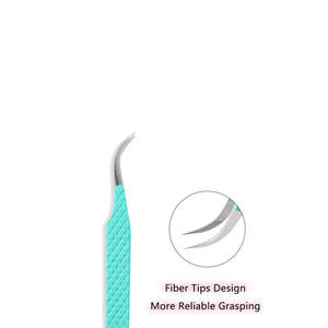 แหนบขนตาโค้งป้องกันไฟฟ้าสถิตย์หัวสแตนเลสไฟเบอร์พิมพ์โลโก้แบบมืออาชีพขายส่ง - Product Image 6