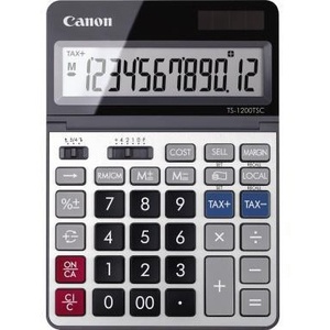 เครื่องคิดเลขตั้งโต๊ะพลังงานแสงอาทิตย์ Canon TS-1200TSC ขนาด 127 x 18 x 179 มม. ใช้แบตเตอรี่ สีเทา/โลหะ - Product Image 1