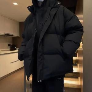 Parka d'hiver tendance haut de gamme pour homme, nouvelle couleur unie, col montant, coupe ample, en toile de haute qualité, imperméable et respirante - Product Image 6