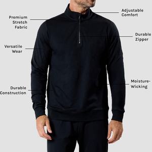 Sweatshirts OEM Custom Factory Half Zip Sweatshirts Hoodies Mock Neck Zip up Sweatshirts pour hommes Haute Qualité ODM - Product Image 3