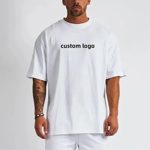 T-shirt lourd 100% coton pour hommes coupe ample avec logo personnalisé motif solide à col rond de haute qualité - Product Image 5