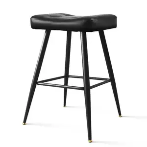 Black Leather Seat Metal <b>Stool</b> Seating for <b>Office</b> Hospital Home School Living Room and Multipurpose Use Ottoman <b>Stool</b> In Puff - Product Image 1