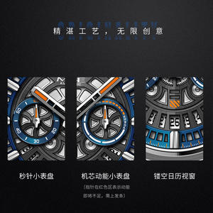 Unique Waterproof High-end <b>Watch</b>, High-quality <b>Mechanical</b> <b>Watch</b>, Multifunctional for Men, Genuine Leather Strap - Product Image 3