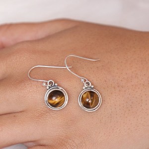 Pendientes de piedras preciosas de ojo de tigre para niñas, pendientes de diseñador, Pendientes colgantes para mujer, joyería de plata de ley 925 - Product Image 6