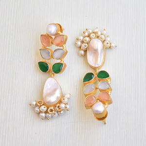 Pendientes Colgantes de Latón de Moda, Exportación de Perlas, Cristal Curativo Genuino, Acabado de Latón Antiguo, Sin Níquel, Duraderos, Perfectos para Venta al por Mayor - Product Image 2