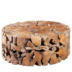 โต๊ะค็อกเทลไม้สัก Tovi ทำจากไม้สักแข็งที่ทำจากชิ้นส่วนที่เหลือซึ่งประกอบด้วยมือสำหรับการใช้งานกลางแจ้ง - Product Image 1