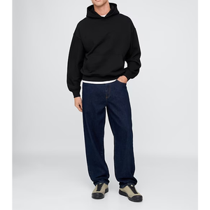 Personalizado Negro 450 500 Gsm Fleece Invierno 100% Algodón Lavado ácido Sudadera con capucha Patchwork de gran tamaño en blanco Regular Boxy Hombres Sun Faded Hoodie - Product Image 2