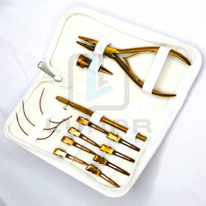 Kit d'outils d'extension de cheveux en acier inoxydable pince aiguille anneau Lope et pince à cheveux en or rose Kit d'outils d'extension de cheveux Plasma - Product Image 3