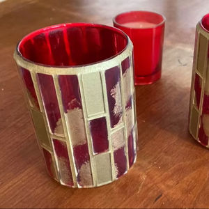 Bougeoir décoratif en verre, bougeoir à thé, décoration d'intérieur idéale, élégant, en mosaïque de verre, pour mariages et restaurants - Product Image 1