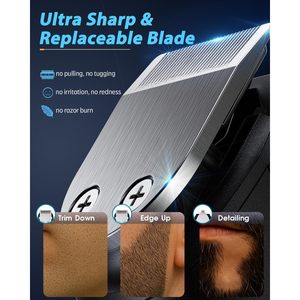 Tondeuse à barbe électrique étanche USB pour hommes, lame en céramique multi-séries, tondeuse pour la barbe, le visage, les oreilles, les poils du corps - Product Image 1