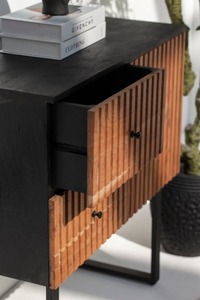 Buffet de qualité supérieure à 2 tiroirs et 1 porte en bois d'acacia massif naturel avec pieds en métal Meubles de salon pour un usage domestique - Product Image 5