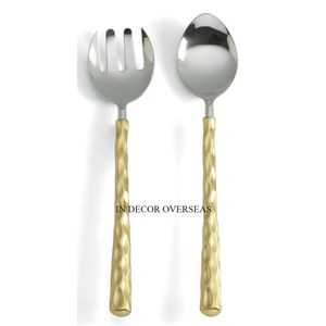 Último patrón de llegada, manijas elegantes antiguas chapadas en oro de alta calidad para juego de cubiertos populares pulidos de plata brillante de acero inoxidable - Product Image 2