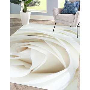 White Rose Printed <b>Rug</b> - Luxury, Minimal, Personalized, Soft, Non Slip,<b>Chenille</b> <b>Rug</b> - Product Image 3