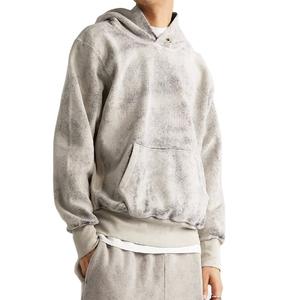 Sweat à capuche 100% coton lavé à l'acide de qualité supérieure pour hommes motif solide extensible et confortable pour l'automne - Product Image 1