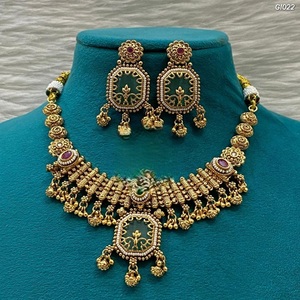 Conjunto de Collar y Aretes de Diseño de Alta Calidad, Chapado en Oro, Estilo Tradicional, para Bodas, Colección de Joyería para Mujer - Product Image 1