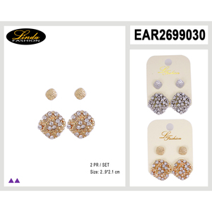 ต่างหูแบบหนีบแฟชั่น2คู่ - Product Image 6