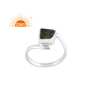 Handmade Design 925 Fine Sterling Silver Natural Raw <b>Moldavite</b> Gemstone Bypass <b>Ring</b> Jewelry Manufacturer - Product Image 1