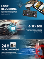 Caméra de tableau de bord 4K double avant et arrière avec GPS intégré, Wi-Fi, conception compacte 4 canaux, prend en charge l'enregistrement en boucle, radar et moniteur de stationnement
