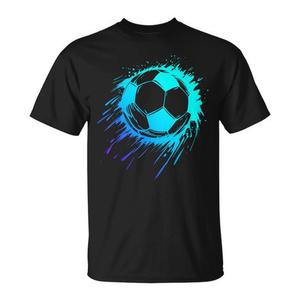 Camiseta de fútbol con diseño azul, manga corta y cuello redondo para niños, ropa deportiva - Product Image 1
