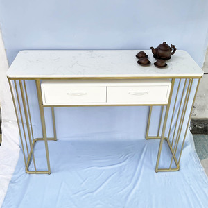 Contemporary White Marble Top <b>Console</b> <b>Table</b> with Gold Painted Frame Living Room Furniture for Entry Decorative <b>Table</b>-CST019 - Product Image 3