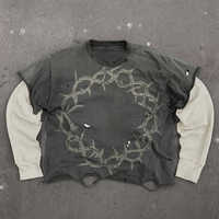 Manches gaufrées personnalisées délavées à l'acide tricot lourd 100% coton DTG impression T-shirts en détresse