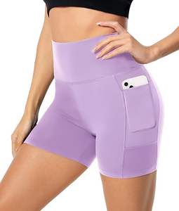 Bolsillos laterales Active Gym Poliéster Elástico Yoga Pantalones cortos de compresión Cintura elástica Transpirable Secado rápido Cintura en forma de V Personalizado - Product Image 4