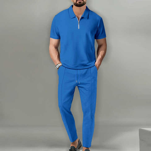 Conjunto de Dos Piezas de Verano para Hombre, Camiseta Polo de Manga Corta con Cierre y Pantalones de Punto Terry Vintage, Secado Rápido y Transpirable - Product Image 4