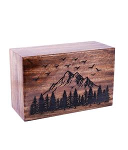 Urnas de cremación de madera de montaña hechas a mano para cenizas humanas Caja de urna funeraria de árbol de la vida grande para adultos (250 LB-Vuelo de madera dura) - Product Image 5