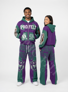 ชุดเซ็ตวินเทจสไตล์ดิสเทรสสองชิ้น เสื้อผ้าสตรีทแวร์แบบยูนิเซ็กซ์ สีแดงลายกราฟิกแบบแพทช์เวิร์ค พร้อมเสื้อฮู้ดดี้และกางเกงขายาวทรงกว้าง - Product Image 4