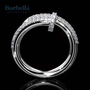 Hip hop Nouveau Style Iced Out Nail Ring Argent Sterling 925, Or Blanc 14K Éblouit Avec Luxe Et Style - Product Image 3