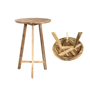 Mesas de Bar de madera al por mayor hechas de madera de acacia que hace la silla de comedor de ratán Servicio OEM Caja de impresión personalizada Proveedor de Vietnam