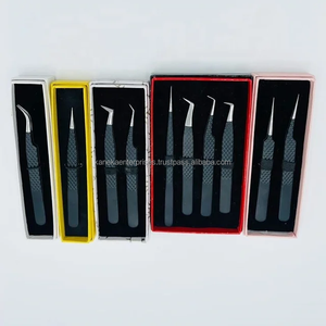 Pinces à cils volumineuses à pointe lisse à 90 degrés, pinces à cils pour extensions de cils, outil professionnel en acier inoxydable, tailles 12-14 cm, antistatiques - Product Image 1