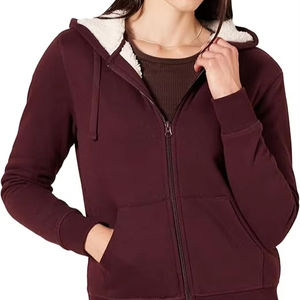 Veste à capuche en molleton de polyester 100% respirant pour femmes toutes saisons automne printemps hiver été solide Logo avant - Product Image 1